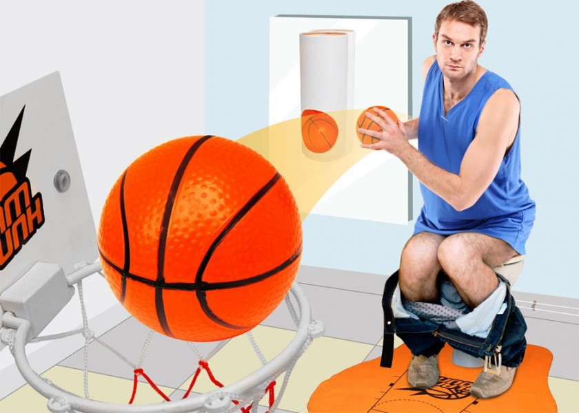 WC Basketball Set » Mini Basketballkorb für die Toilette - Ausgefallene Geschenke