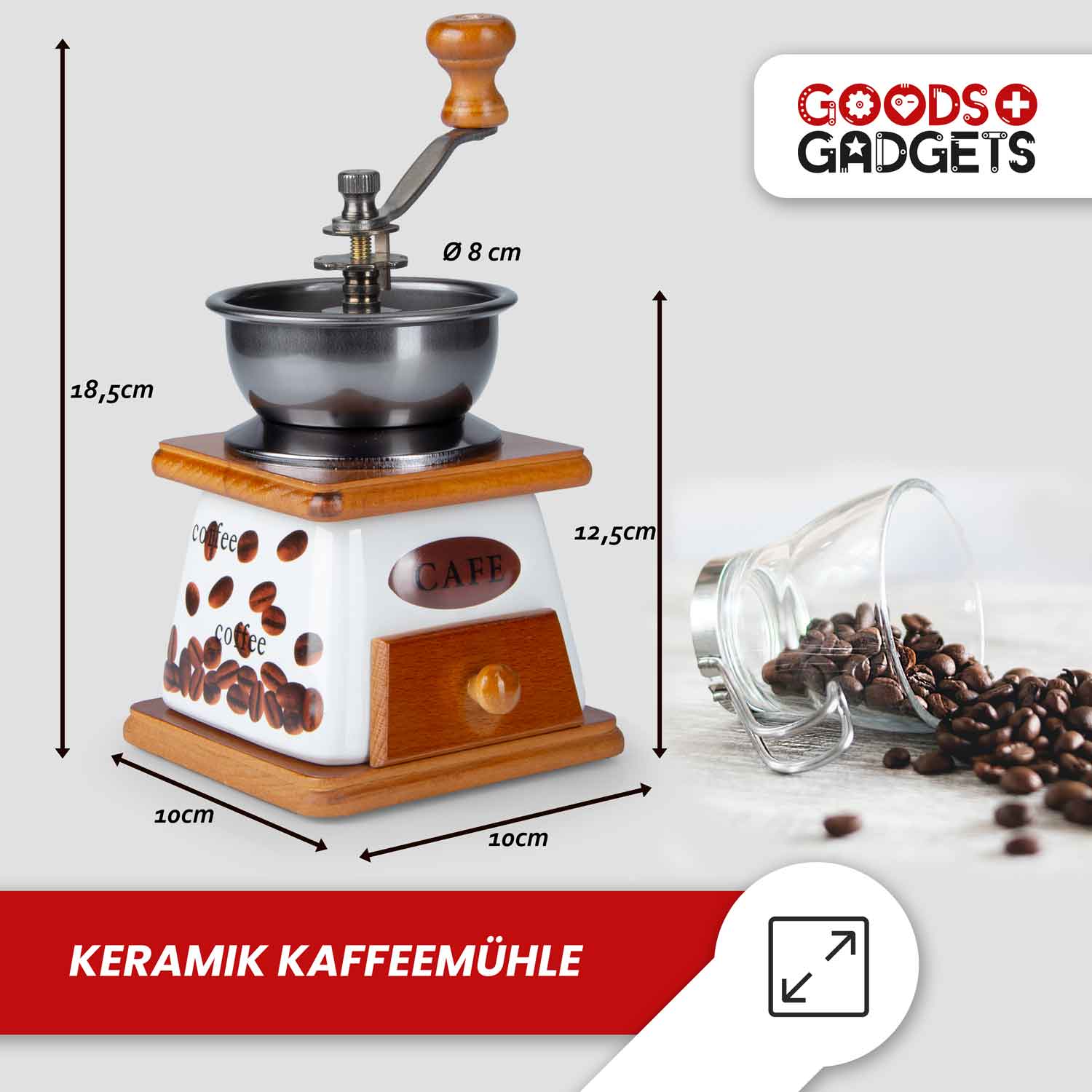 Keramik Kaffeemühle antik Nostalgie Design Antike Designer Mühle für Kaffee
