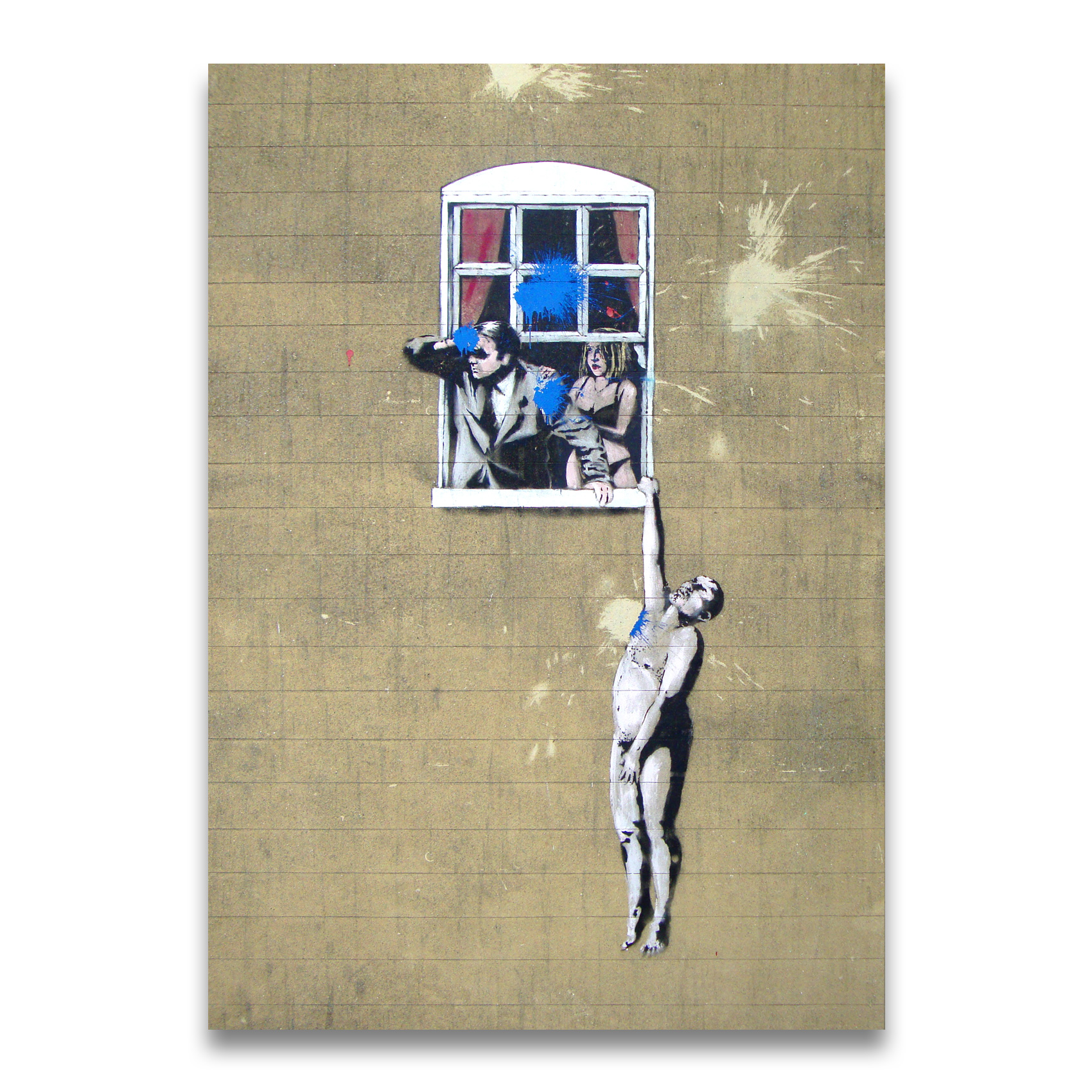 Banksy Kunstdruck - Leinwand mit Keilrahmen - Naked Man