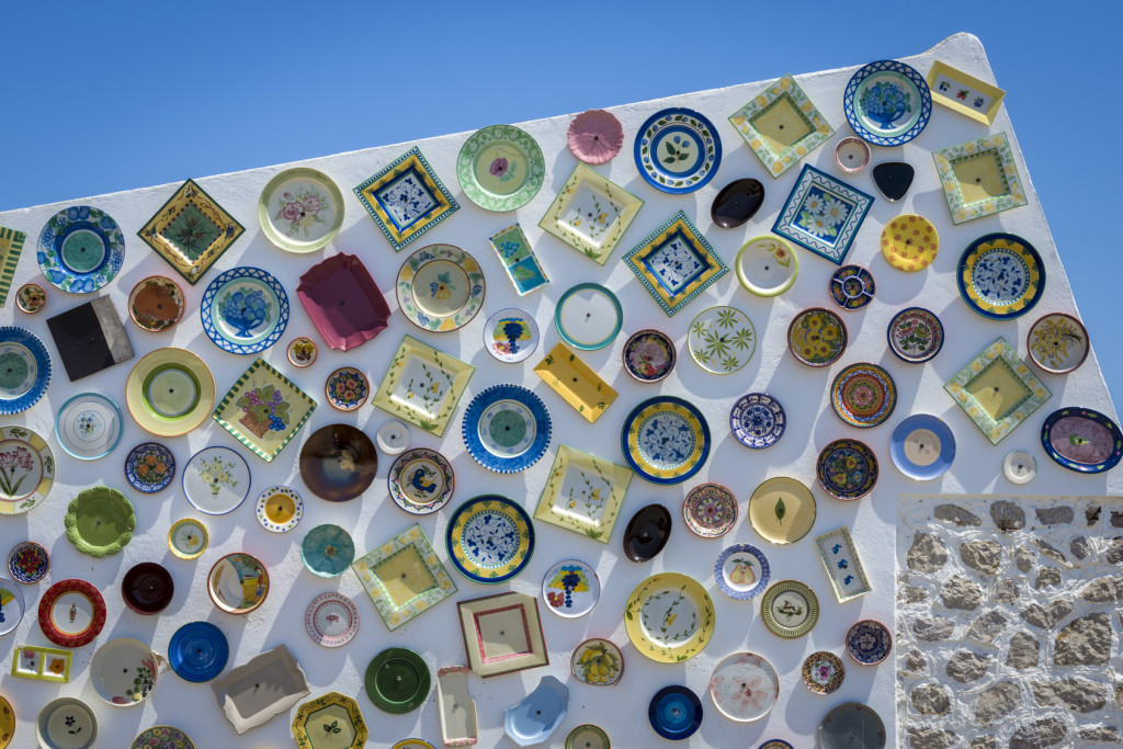 Traditional Portuguese handcrafted plates on the wall