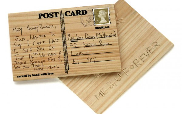 Postkarte aus Holz