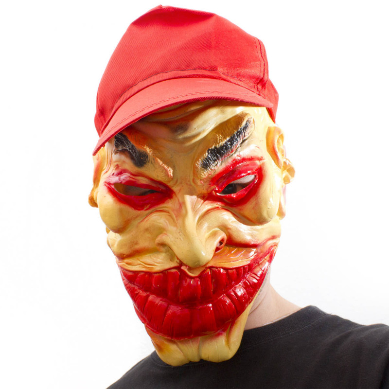 Horror Clown Joker Maske mit Cap