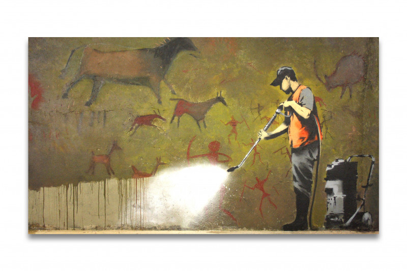 Banksy Höhlenmalerei wird entfernt mit Hochdruckreiniger