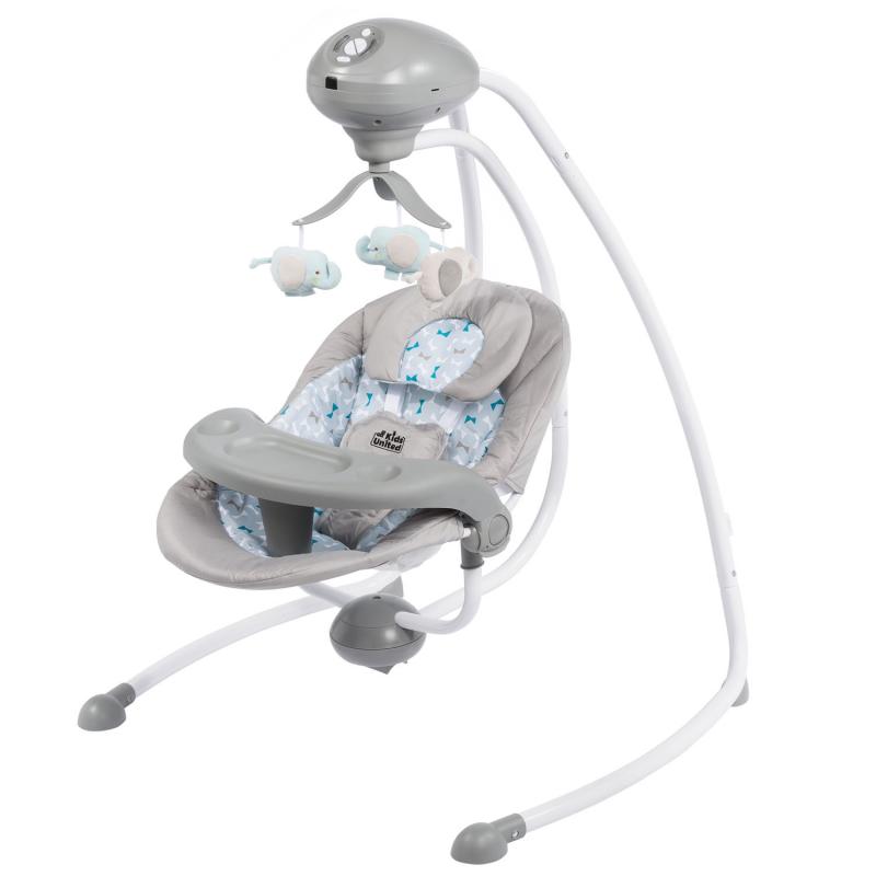 all kids united Babywippe elektrisch grau mit Mobile