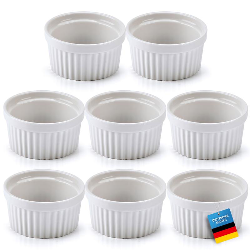 Dessertschalen & Creme Brulée Schälchen & Dessert Förmchen - 8er Set weiß