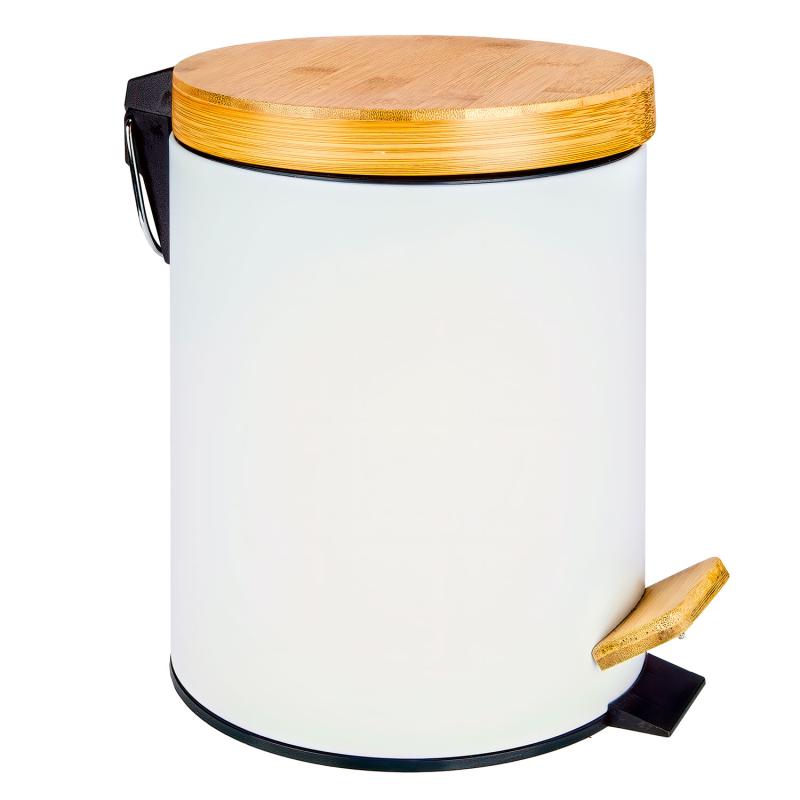 Badezimmereimer aus Bambus - Kosmetikeimer weiß mit 3 L / 5 L für Küche & Bad