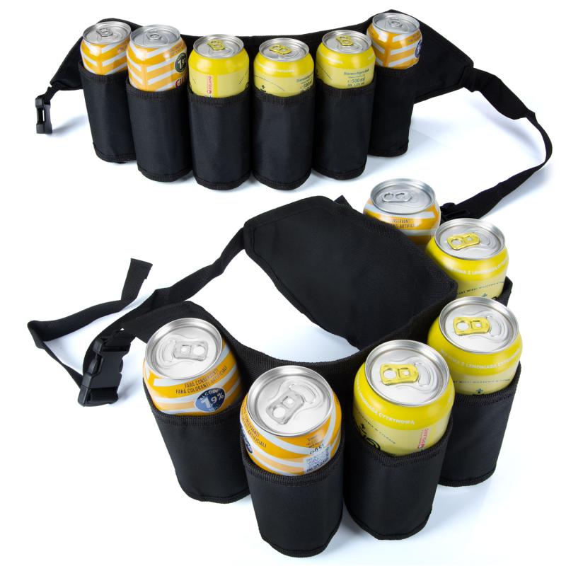 Biergürtel Halter,Biergürtel Dosen,Biergürtel für Flaschen Sixpack Outdoor  Bierhalter,Bierhalter Gürtel,Bierholster Verstellbar,Gürtel mit Bierhalter,Bierholster  Schwarz : : Sports et Loisirs