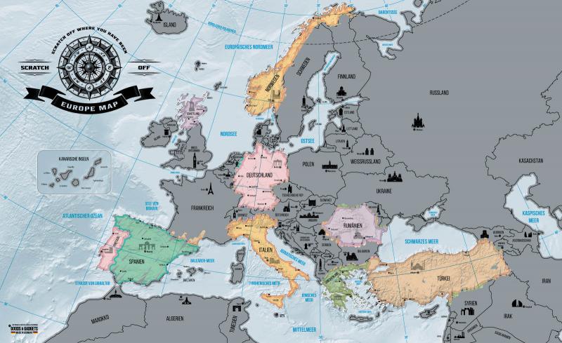 Europa Rubbelkarte Scratch off Map