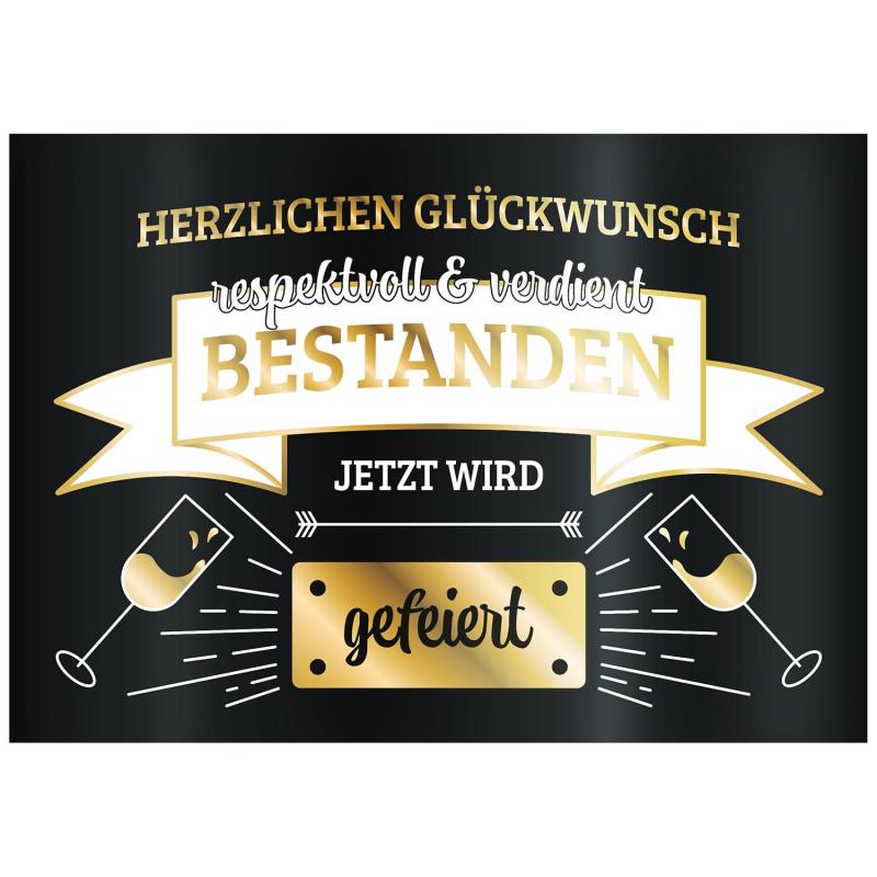 3x Flaschenetikett Flaschen Aufkleber - Verdient bestanden - zum Feiern von Prüfungen