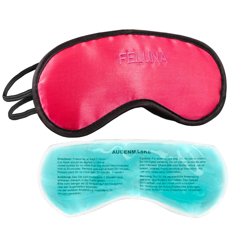 Schlafbrille mit Kühlgel rot