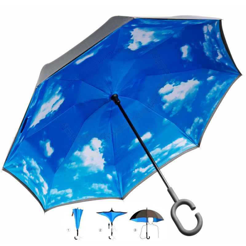 Himmel Regenschirm mit C-Griff und Nano-Technologie