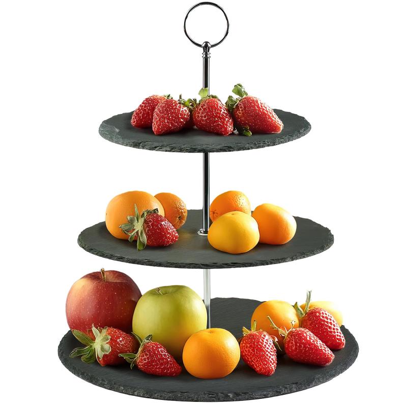 3-stöckiges Etagere Schiefer