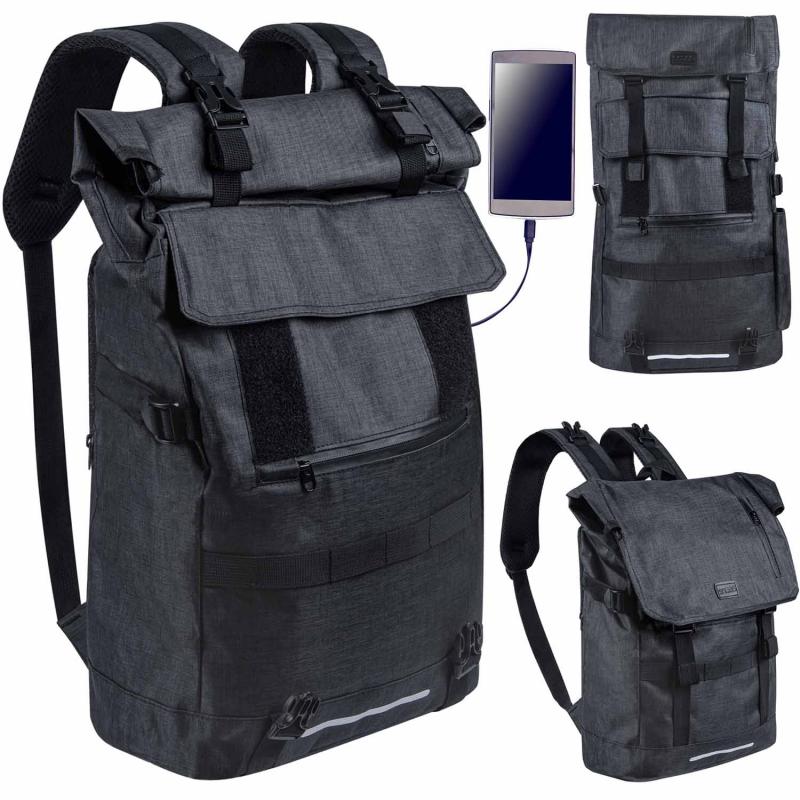 Rolltop Notebook Rucksack - Laptoprucksack Notebooktasche für Arbeit & Schule