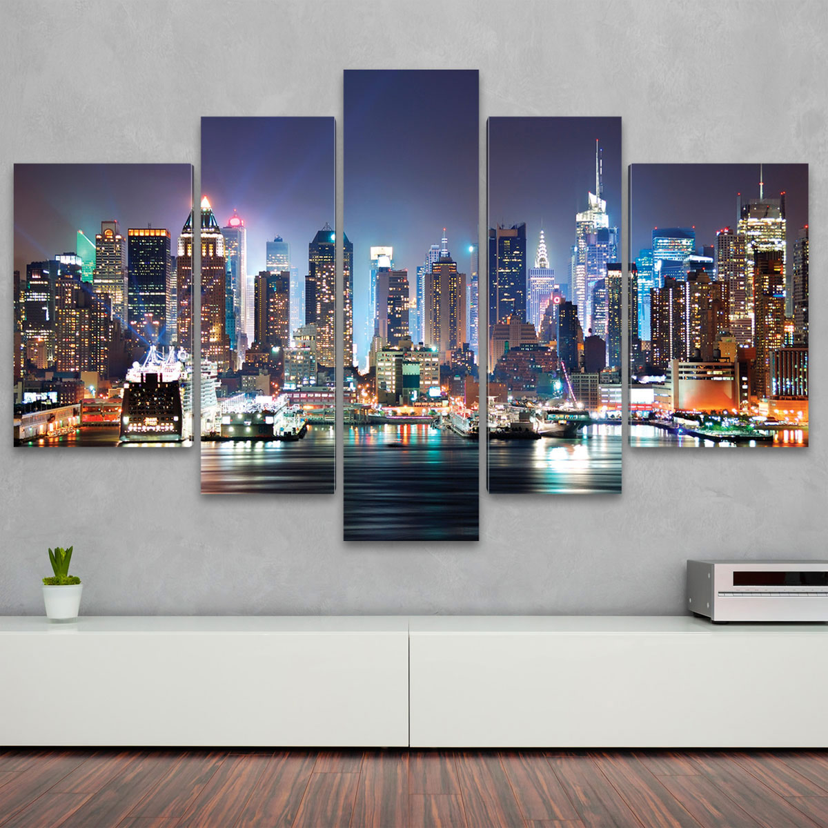 Kunstdruck - 5-teilige Leinwand - New York City Skyline