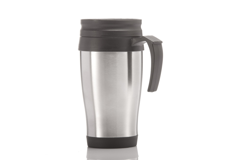 Thermobecher aus Edelstahl mit Becher und Griff Thermobecher aus Edelstahl mit Becher und Griff