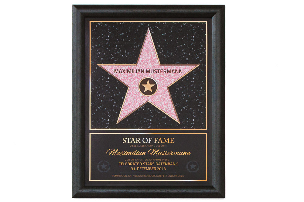 Star of Fame Stern Urkunde Personalisiertes Bild Geschenk