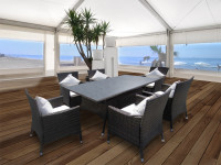 Rattan Essgruppe - Esstisch und 6 Stühle aus Polyrattan