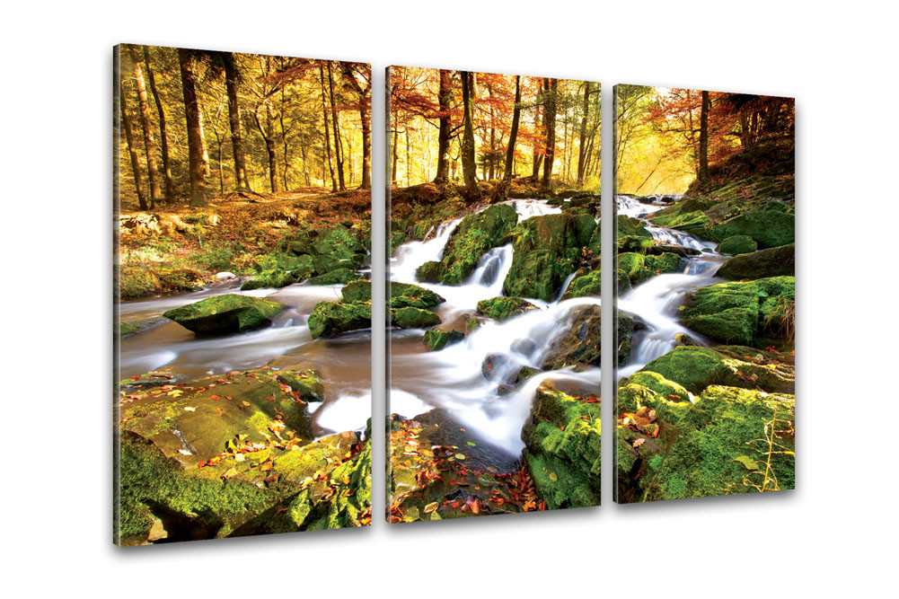 Kunstdruck 3teilige Leinwand Wasserfall